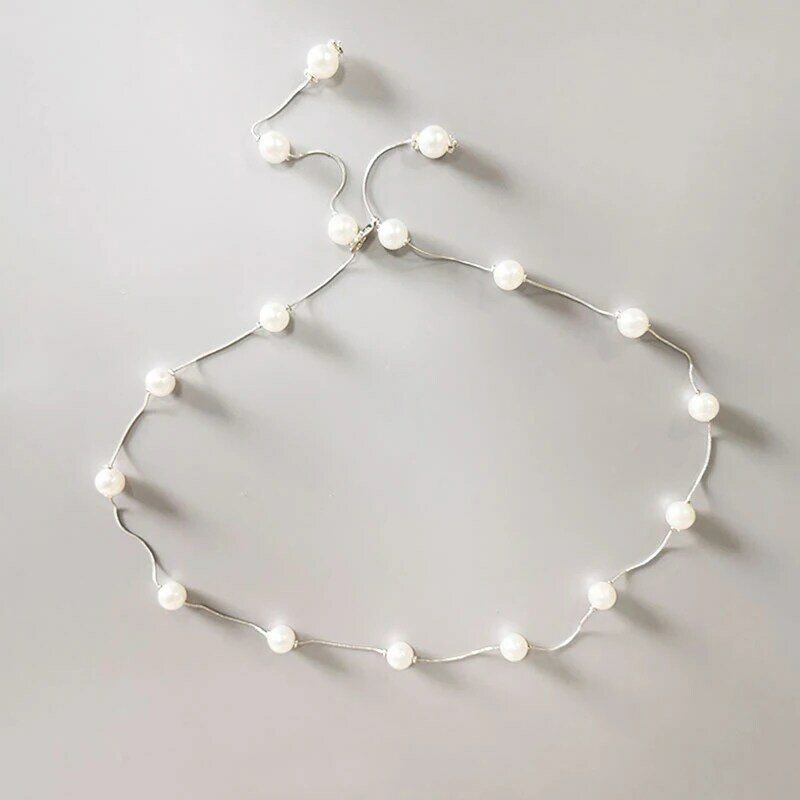 Cintura regolabile elegante da donna con perle cintura a catena sottile in metallo regolabile semplice per le signore vestono gioielli decorativi con cintura sottile