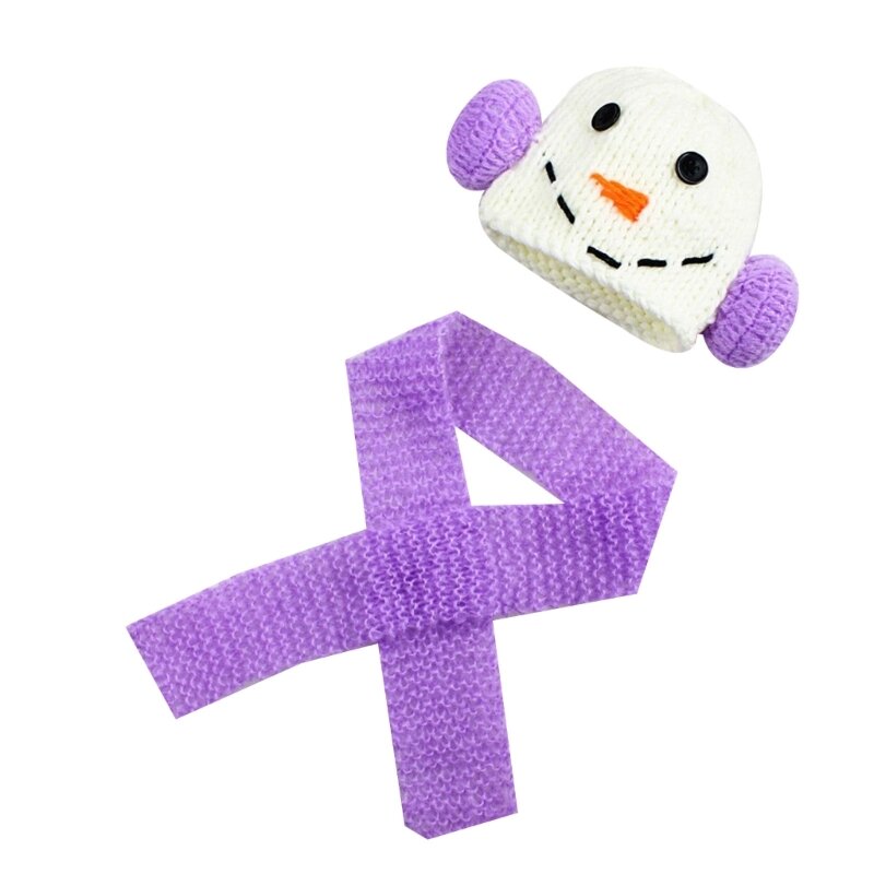 クリスマス新生児写真小道具少年少女写真撮影衣装かぎ針編み衣装ユニセックスかわいい幼児雪だるま帽子スカーフ