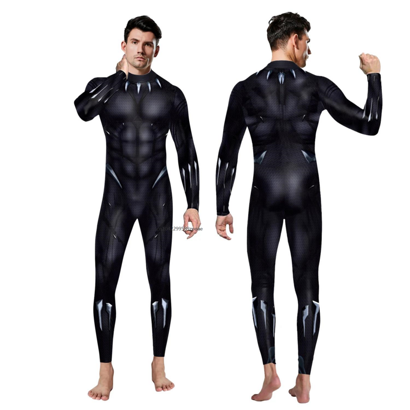 Halloween Party Costume Digital Printing Bodysuit Stretch Zentai Catsuit Cosplay Costume Muscle Bodysuit Jumpsuits 2024