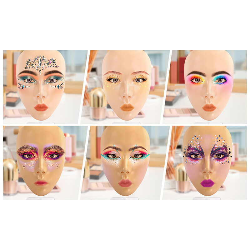 5D Maska do ćwiczeń makijażu Manekin Silikonowa podkładka kosmetyczna na całą twarz Skóra oko Rozwiązanie do twarzy Makijaż do materiałów szkoleniowych wielokrotnego użytku Przedłużanie rzęs Cień Praktyka tatuażu na br