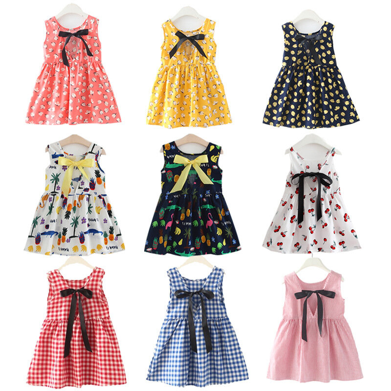Vestido de verano para niñas de 1 a 7 años, ropa sin mangas con estampado de flores, vestido de princesa, regalo elegante para fiesta