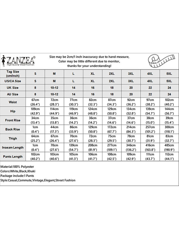 ZANZEA-Calça Plissada Coreana de Bolso, Calça Balanço, Perna Larga, Longa, Casual, Solta, Sólida, Moda, Verão, 2024