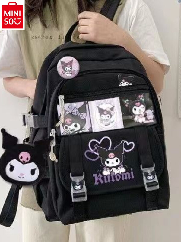 MINISO Sanrio Cartoon Kuromi Tourism and Learning Backpack for Women 2024 New Lightweight Backpack
