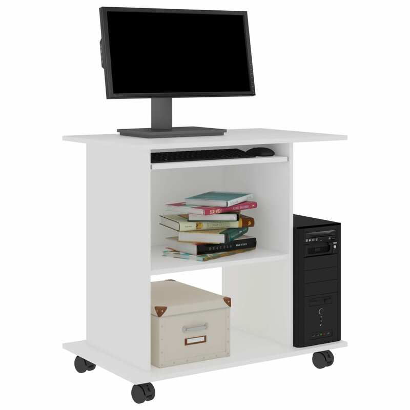 Escritorio de madera de ingeniería para ordenador, mesa de escritura de estudio, muebles de oficina para el hogar, color blanco, 31,5 "x 19,7" x 29,5"