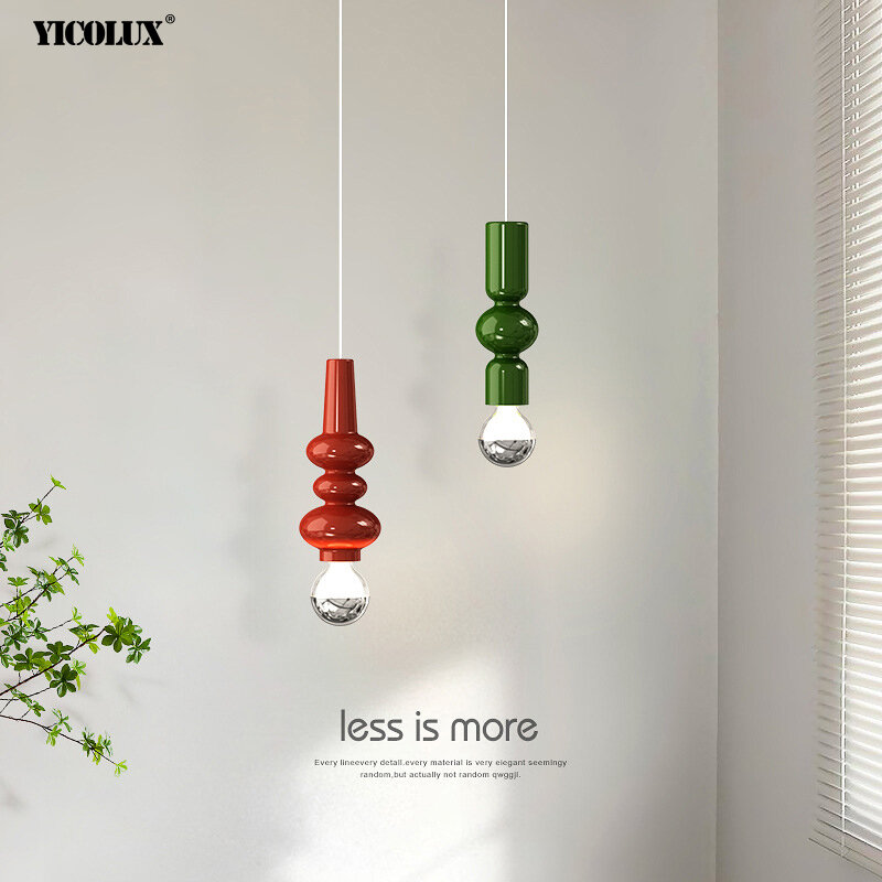 Nordic LED Pendant Light Red Green Chrome Single Head Caterpillar Lamp For Living Room Bedroom Bar Dining Room Home Decoration