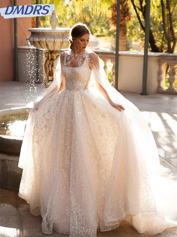 Luxurious Spaghetti Wedding Dress Sparkling Sequined Sweetheart Prom Dress 2024 Classic Sleeveless Custom Made Evening Dresses