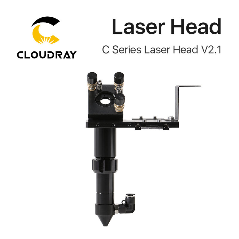 Лазерная головка Cloudray C Series CO2 Dia.18 FL38.1 и Dia.20 FL50.8/63,5/101,6 мм для лазерного гравировального станка (черная)