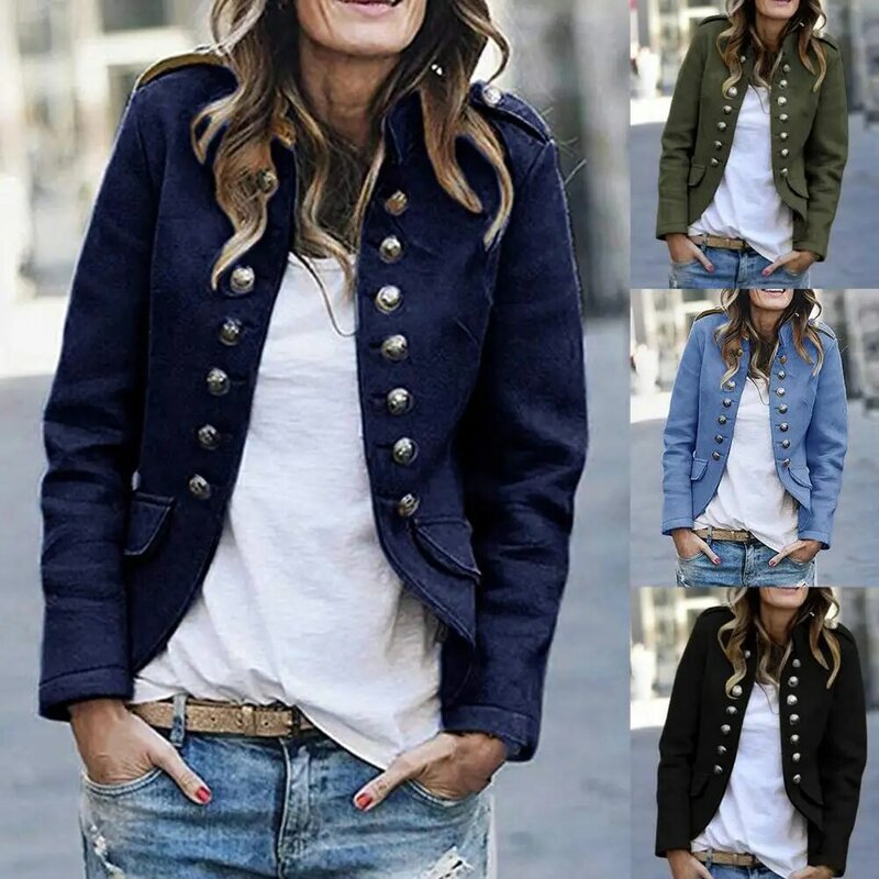 Woolen Coat  Trendy Stand Collar Slim Warm Women Coat  Coldproof Retro Jacket