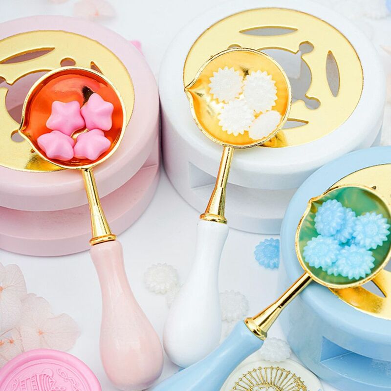 Heater Macaron Color Copper Envelope Seal Tool Fire Paint Furance Sealing Wax Pot Melting Wax Spoon Sealing Wax Stove
