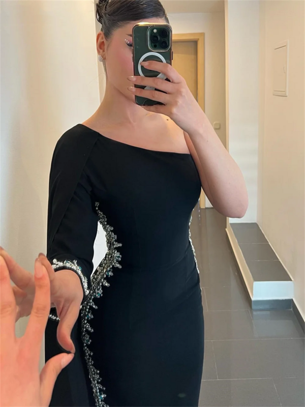 Vestidos pretos multicamadas, Vestidos sereia de luxo, vestido de baile, um ombro, ocasiões formais, 2021
