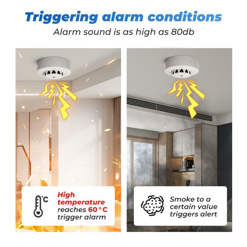 Tuya-alarma de humo WiFi, Detector de humo de protección contra incendios, Sensor de temperatura y humedad, sistema de seguridad para el hogar, Bomberos