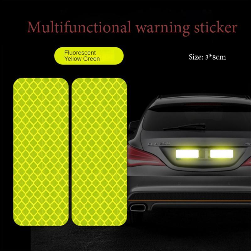 Stiker reflektif mobil เตือนความปลอดภัยผิวเงาสะท้อนอุปกรณ์เสริมรถยนต์ขับขี่ตอนกลางคืนป้องกันรังสีอัลตราไวโอเลต