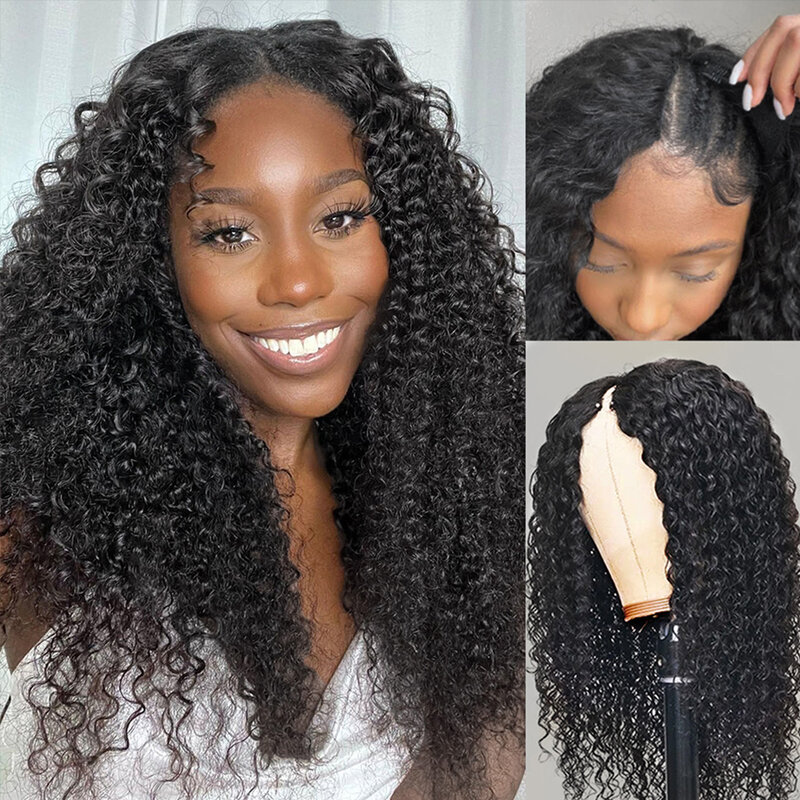 V Part Human Hair Deep Wave Wigs Glueless No Leave Out For Women and Girls Who Want to Add Volume & Style to Their Hair