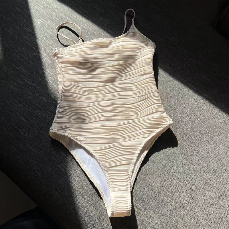 ชุดว่ายน้ำของผู้หญิง1ชิ้นจั๊มสูทสีพื้นชุดชายหาดวันหยุดเซ็กซี่ลำลอง cewek seksi ทุกวัน