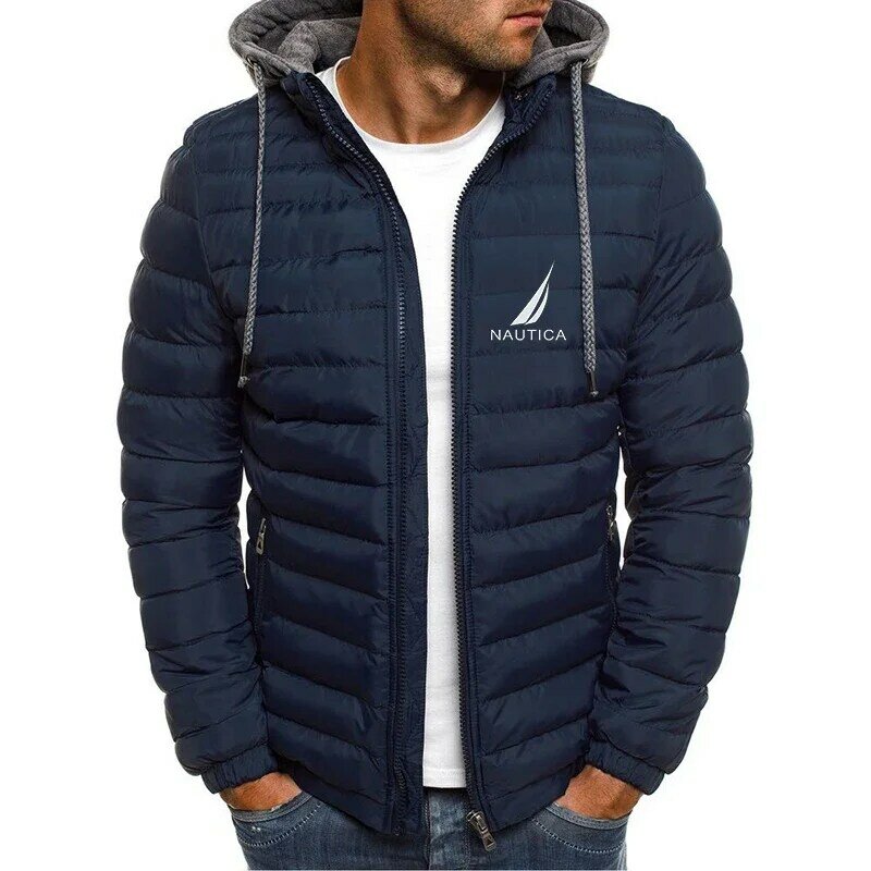 남성용 오버사이즈 세일링 다운 재킷, 두꺼운 후드, 따뜻한 레이스 재킷, 탈착식 모자, 겨울 탑