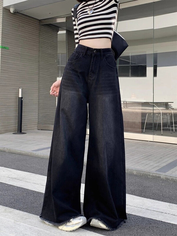 Hete Meid Baggy Jeans Femenina Y 2K Street Vintage Gewassen Om Oude Gebakken Rechte Wijde Spijkerbroek Voor Vrouwen Te Maken