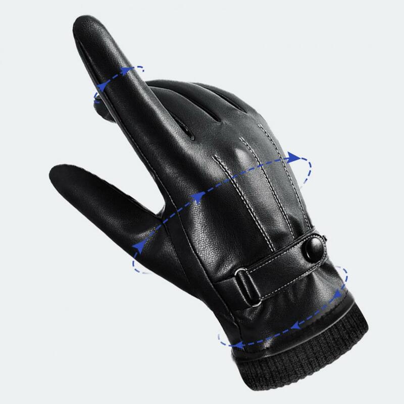 Faux Leather 1 para stylowe zagęścić antypoślizgowy rękawice męskie rękawice męskie Solid Color dla sportu