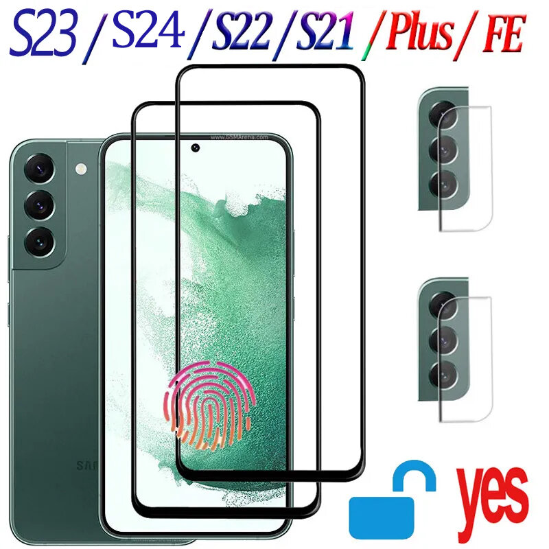 Kính cường lực cho Samsung S22 Plus Bảo vệ màn hình Galaxy S21FE S22Plus Mở khóa bằng vân tay Kính Samsung Galaxy S22 S21 FE