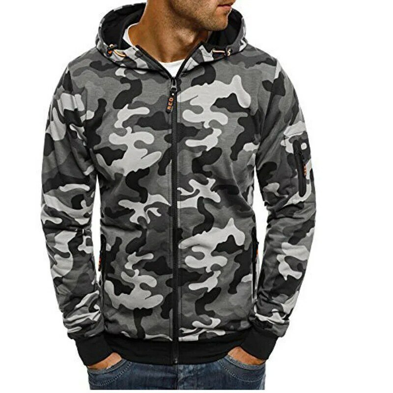 2024 New Mens Sweatshirt Casual Camouflage Hooded Coat for Spring Autumn Male Streetwear Hoodies Cardigan Sportswear MY766