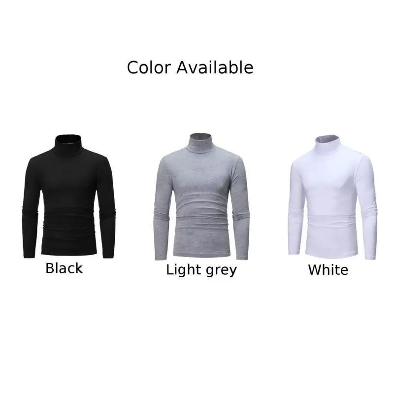 Jersey ajustado de cuello alto para hombre, Tops de manga larga, suéter de punto elástico cálido, Top de Color sólido, moda masculina