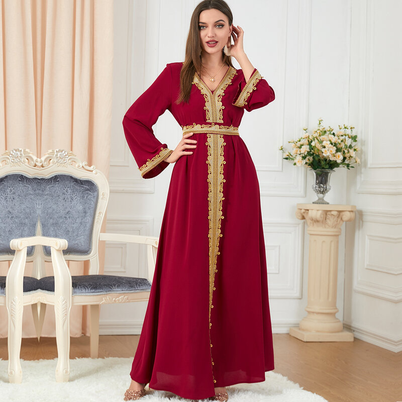 Lose Stickerei elegante muslimische Frauen Kleid Ramadan Party Dubai Abaya Truthahn Islam lange Abendkleid Musulmane elegante Vestidos