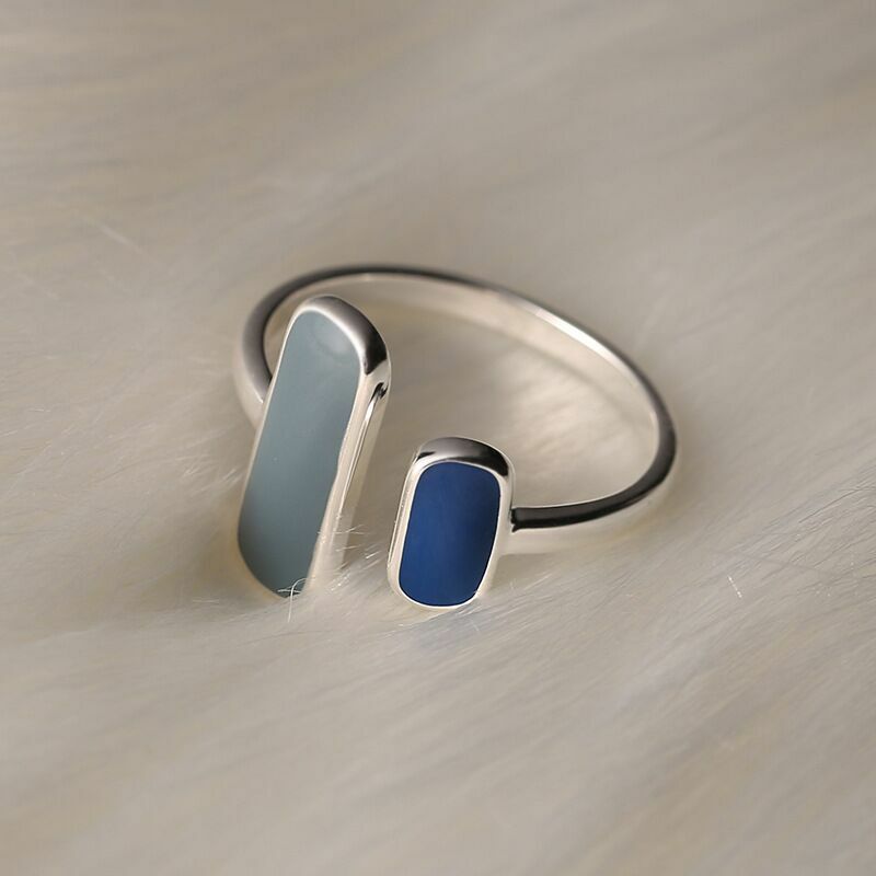 100% stałe 925 srebro z niebieskim kamieniem pierścienie dla kobiet proste Trendy Retro Anillos Party prezenty akcesoria