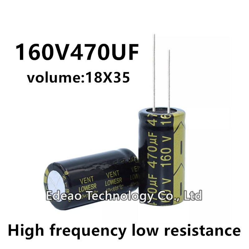 مكثف كهربي من الألومنيوم ، مقاومة منخفضة التردد عالية ، أو V ، أو 16041 ، أو 470uf ، أو UF160V ، أو 18X35 ، أو 18x35 ، أو 2 في كل قطعة