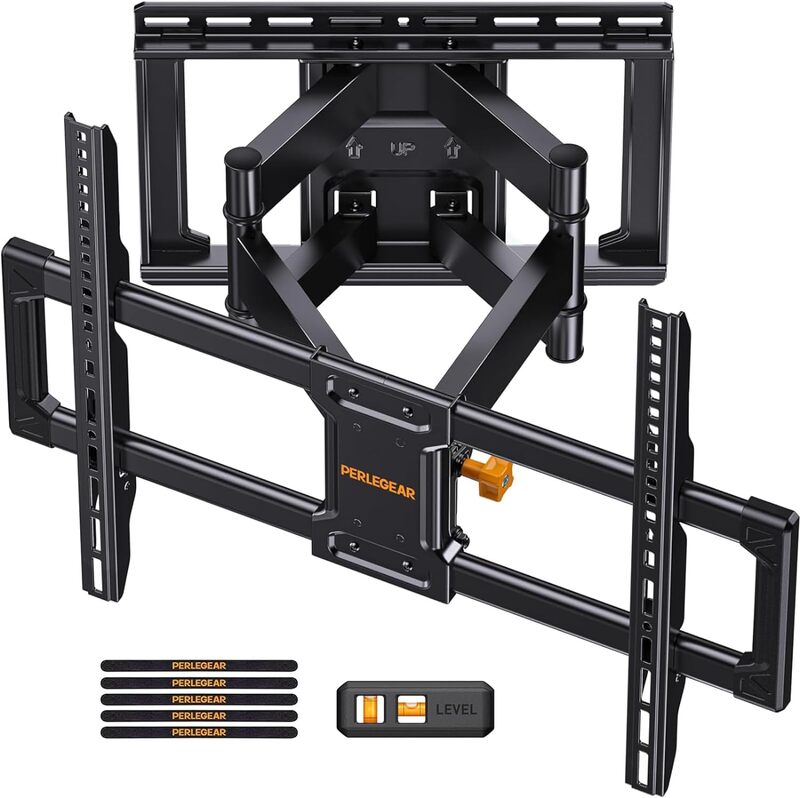Perlegear UL Listed Full Motion TV Wall Mount for 42-85 inch TVs up to 132 lbs, TV Mount with Dual Articulating Arms