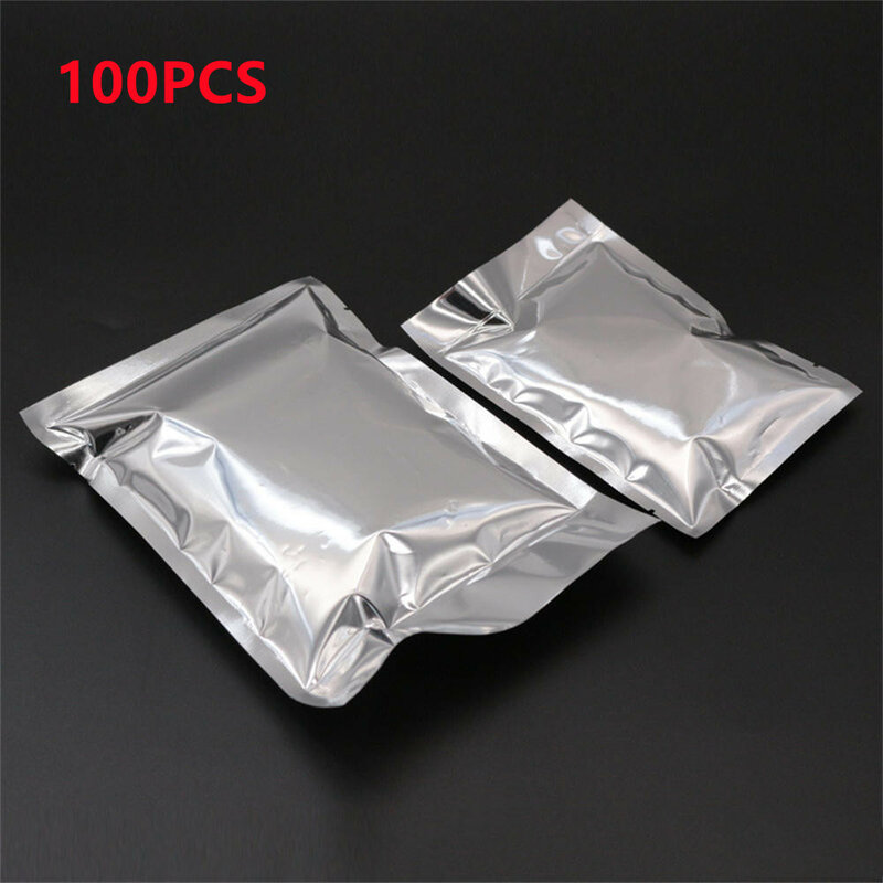 100 pcs folha de alumínio sacos de plástico à prova de umidade-recipiente de embalagem composto local aluminizado saco de embalagem suprimentos