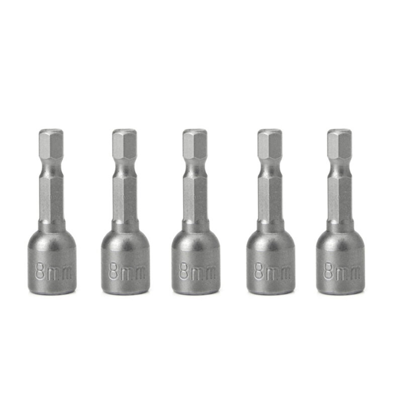 Durable High-quality Brand New Socket Adapter Power Tools 1/4 5pcs Fits Power Drills Grey Length 42mm Magnetic