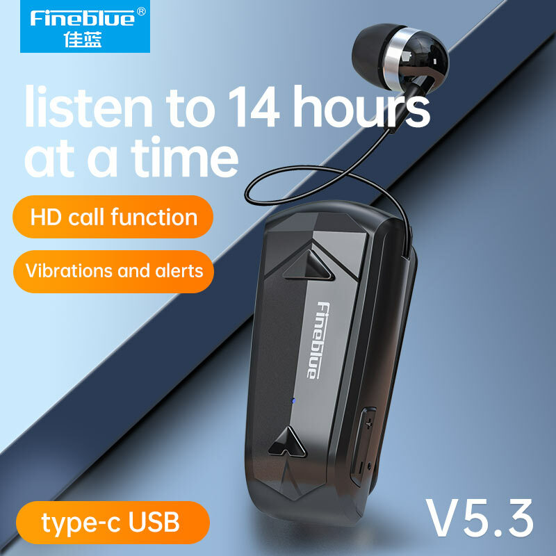 Baru Fineblue F520 Earphone Nirkabel Mini Headset Bluetooth 5.3 Portabel Dapat Ditarik Panggilan Pengingat Getaran Headphone Olahraga Lari
