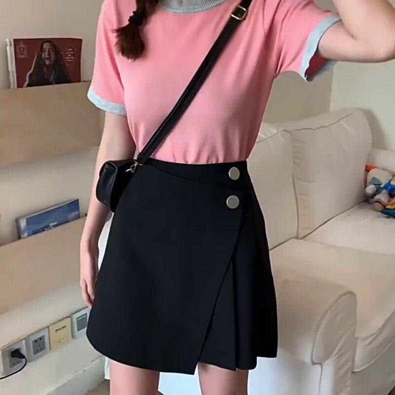 Solid Skirts Women Summer Sequined Decoration Simple Office Lady High Waist Sexy All-match Korean Style Fashion Cozy Streetwear