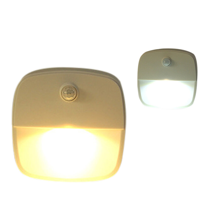 Lampu malam LED nirkabel, lampu malam Sensor gerak induksi manusia daya baterai untuk lemari kamar mandi ruang bawah tanah 0.3W 1 buah/3 buah