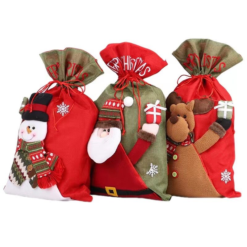 2022 New Christmas apple bag gift bag handbag company children's decorative brushed gift bag holiday props