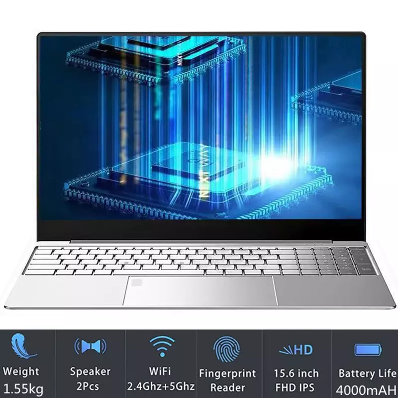 Ordenador portátil de 15,6 pulgadas, Notebook con Windows 11, 10 Pro, 1920x1080, Intel D4, 12GB de RAM, 128GB/256GB/512GB/1TB, SSD, puerto HDMI