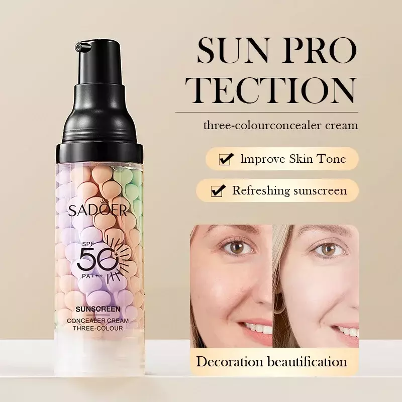 Maquiagem Primer Facial Hidratante, Creme Isolador Protetor Solar, Poros Invisíveis, Clareamento Facial, Cosméticos, 3 Cores, 40ml
