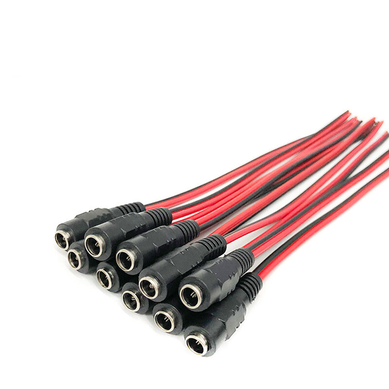 12V DC Connectors Female Jack Cable Adapter Plug Power Supply 26cm Length 5.5 X 2.1mm for CCTV Camera