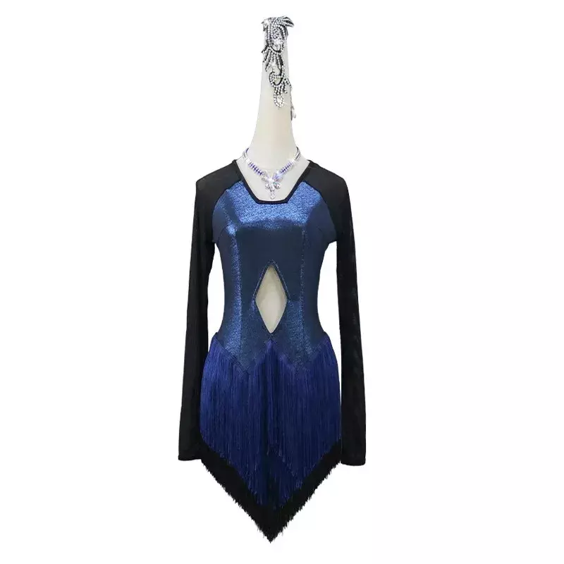 New Latin Dance Fringe Dress Women Competition Prom Costume Ballroom Practice Wear Bodycon Girl Line gonna Stage Performance