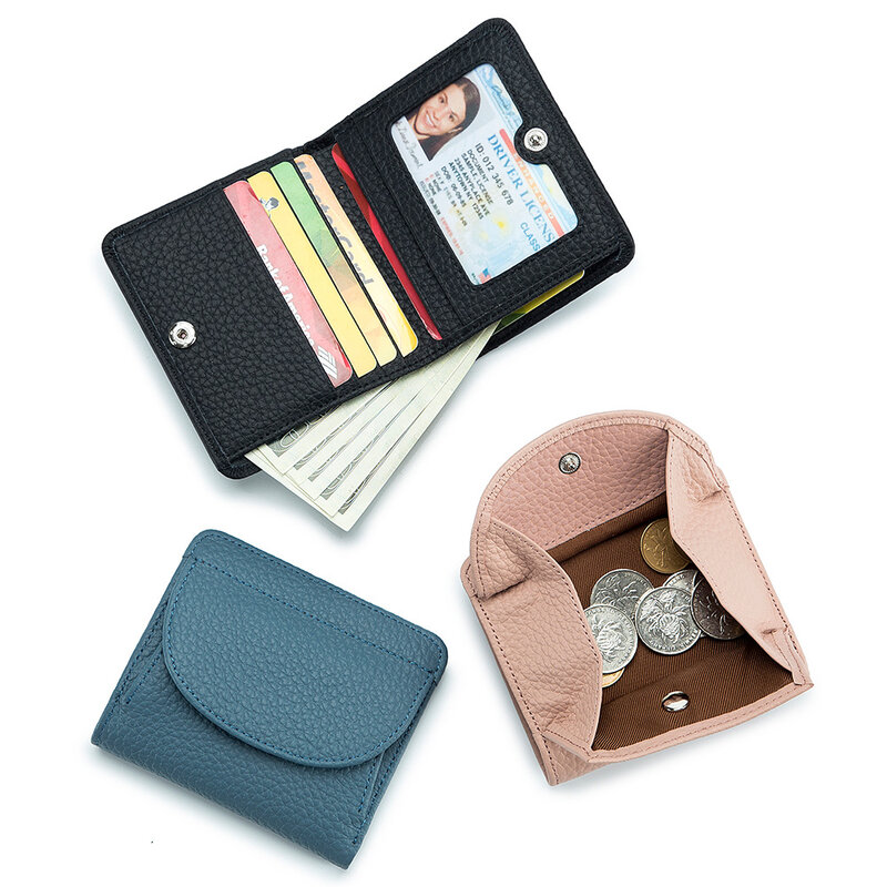 Porta carte di credito RFID ID in vera pelle porta biglietti da visita borse portamonete in pelle bovina pochette di lusso portafogli tascabili sottili per le donne