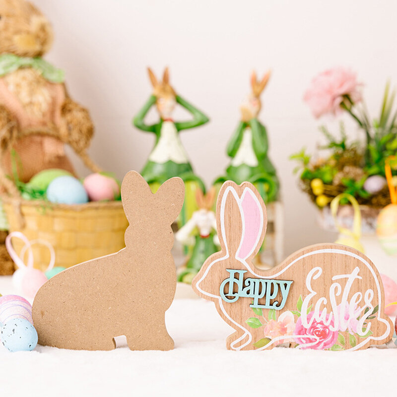 Rabbit Wooden Ornaments Easter Decorations For Any Celebration Gift Forest Animals Decorations HAPPY