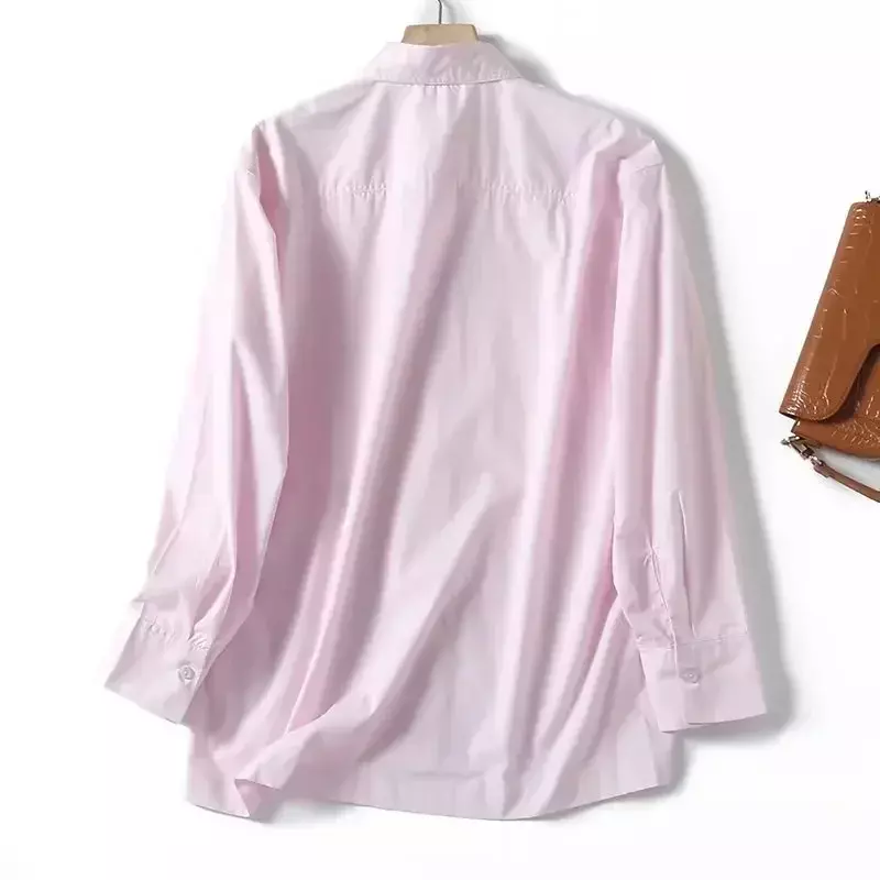 Women's 2023 Fashion New French Temperament Leisure Hidden Button Long Shirt Retro Lapel Long Sleeve Chic Top