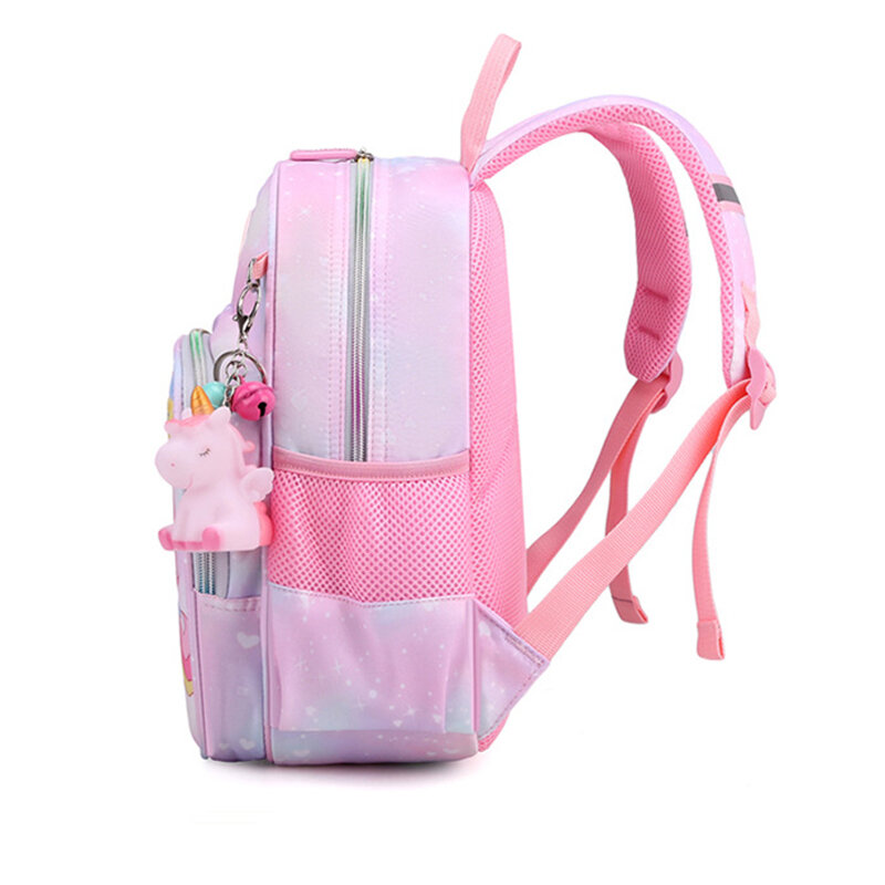 女の子のためのユニコーンの絵が描かれたバッグ,ピンクのプリンセスのランドセル,幼稚園のバッグ