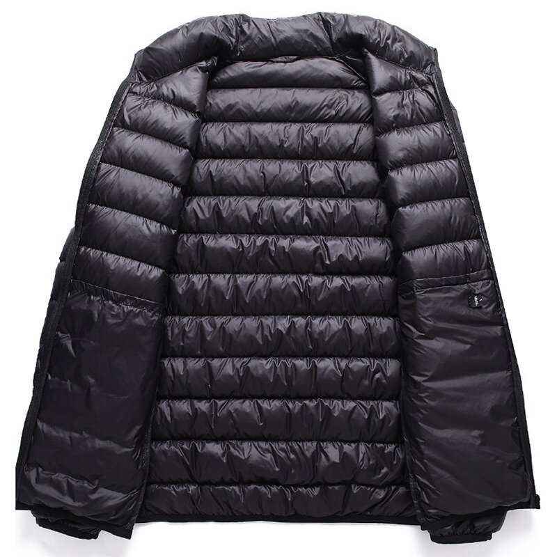 Jaqueta fina quente para baixo masculina, casaco puffer curto, alta qualidade, outono