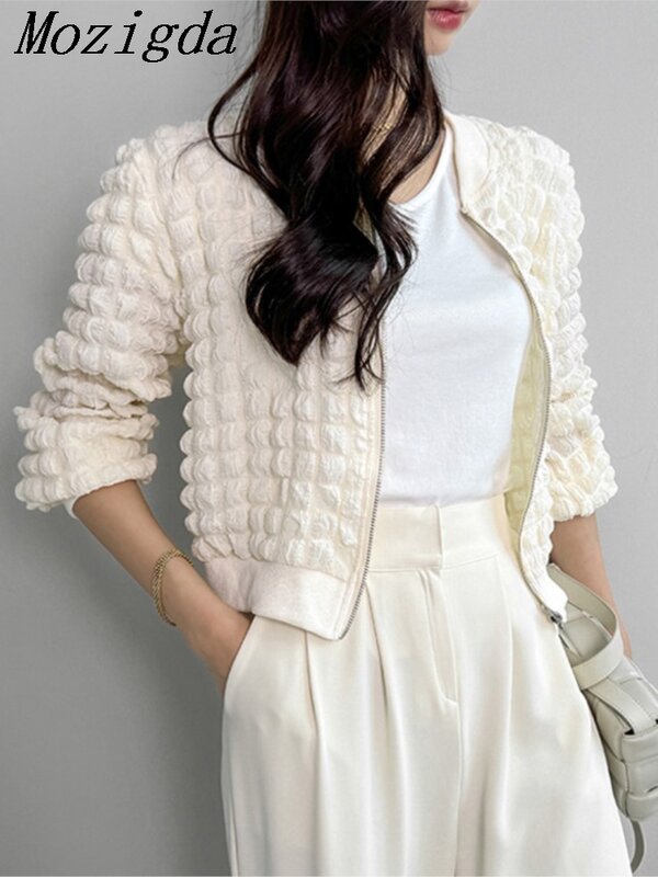 Abrigo holgado de manga larga para mujer, Chaqueta corta, estilo coreano, plisado, informal, primavera y verano