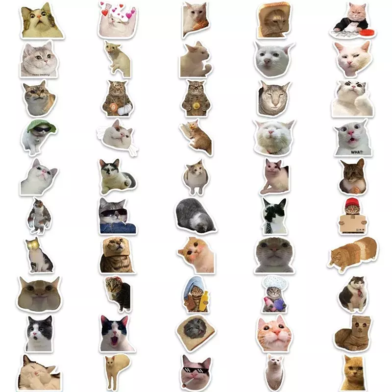 귀여운 고양이 스티커, 미적인 PVC 한국 장식, 어린이 문구 스크랩북, 학용품, 100 개