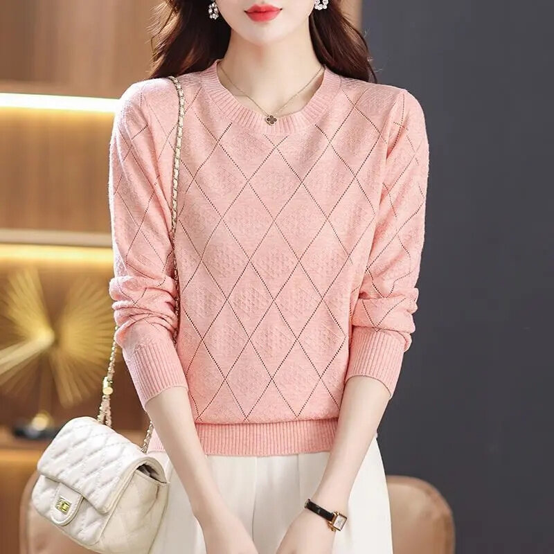 2024 Autumn And Winter Cashmere Sweater Women's Crew Neck Pullover Casual Knitted Top Women's Short Undercoat Fashion