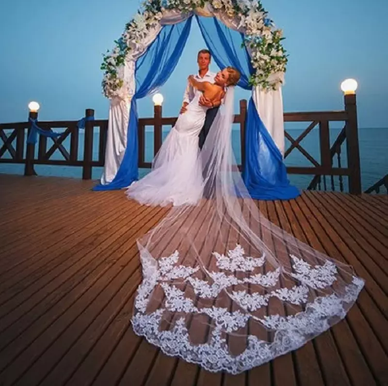 Фата свадебная с гребнем, свадебный аксессуар 3 м, с кружевной каймой, Фата для невесты