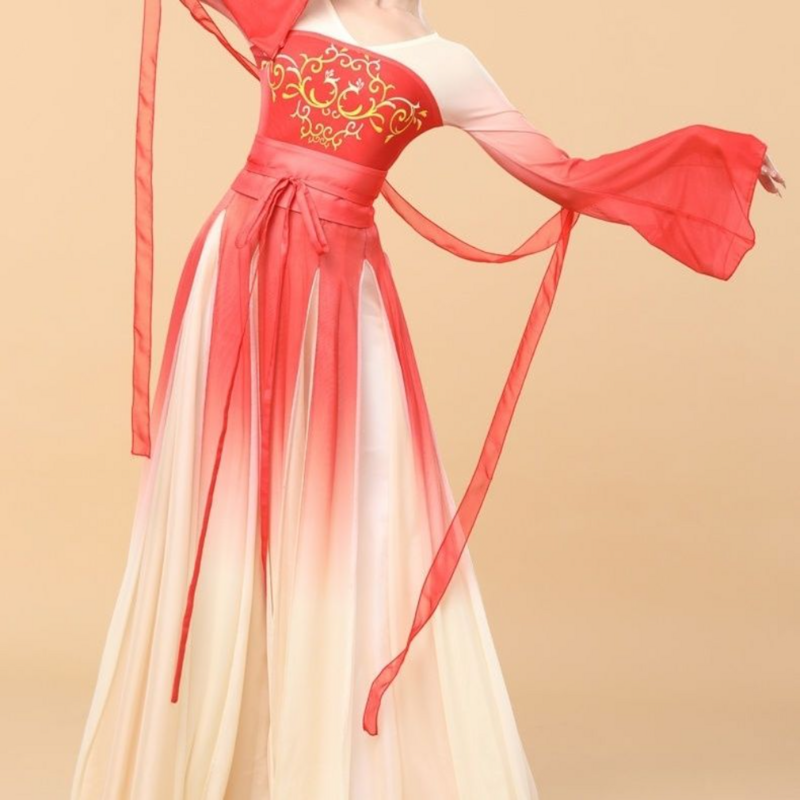 Ropa de práctica de baile, Charms de cuerpo femenino, ropa de Baile Folclórico chino, disfraz de baile de escenario de actuación, disfraz de hada para mujer