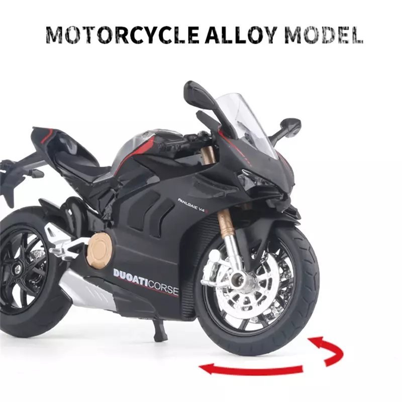 Ducati Panigale-motocicleta de carreras de campo traviesa V4S, juguete de simulación de aleación, colección de modelos de motocicleta callejera, regalo para niños, 1/12