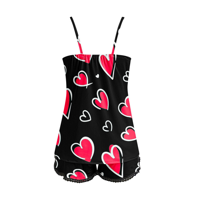 Женский сексуальный пижамный комплект из 2 предметов, женские сексуальные шорты в виде сердца, костюм из двух предметов, одежда для сна, пижамный комплект домашней одежды